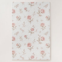 Antikes Staubiges Rosa Rosen Blumenmuster Puzzle