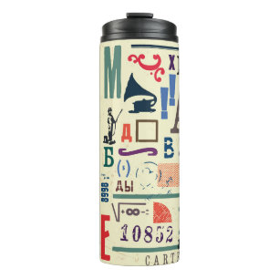 Antikes Stempel: Dokumentendekor Thermosbecher