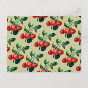 Antikes Süßkirsche Frucht Wallpaper Muster Postkarte