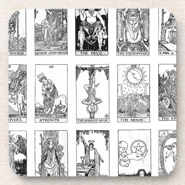 antikes Tarot Getränkeuntersetzer (Vorderseite)