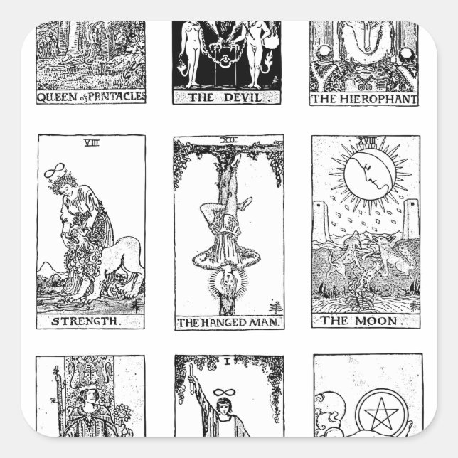 antikes Tarot Quadratischer Aufkleber (Vorderseite)