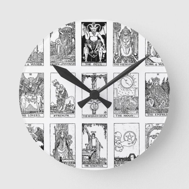 antikes Tarot Runde Wanduhr (Vorderseite)