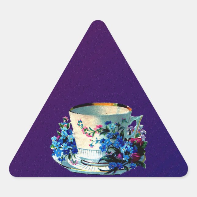 Antikes Teacup Dreieckiger Aufkleber (Vorderseite)