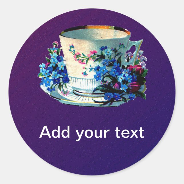 Antikes Teacup Runder Aufkleber (Vorderseite)