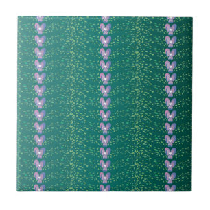 Antikes Teal-Blumen-Veilchen-Tapetenmuster Fliese