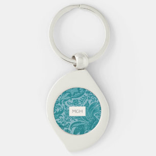 Antikes Tealgrün Florales Botanisches Monogramm Schlüsselanhänger