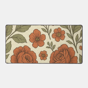 Antikes Terrakotta-Rosen-Blumenmuster Schreibtischunterlage