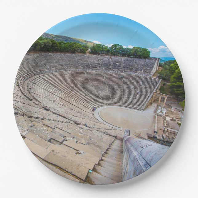 antikes Theater in Epidaurus, Argolis, Griechenlan Pappteller (Vorderseite)