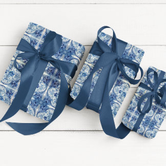 Antikes Tile in Delft Blue Geschenkpapier Set