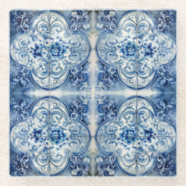 Antikes Tile in Delft Blue Glasuntersetzer