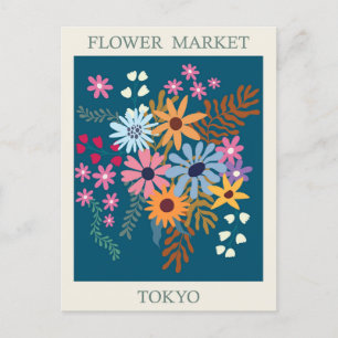 Antikes Tokio Japan Blumenmarkt Reise Postkarte