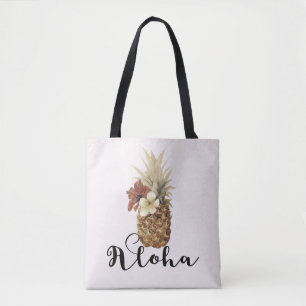Antikes Tropisches Ananas Hibiskus Florales Aloha Tasche