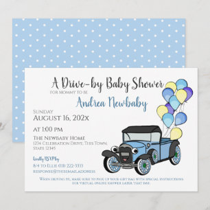 Antikes Truck Drive By Baby Shower Einladung