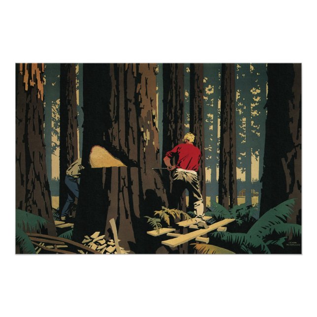 Antikes Unternehmen, Holzindustrie Redwood-Wald Poster (Vorderseite)