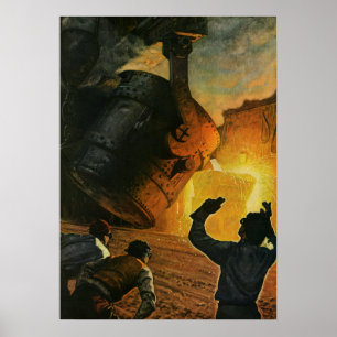 Antikes Unternehmen, Stahlherstellungsindustrie Poster