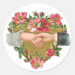 Antikes Valentinsblumenherz Runder Aufkleber