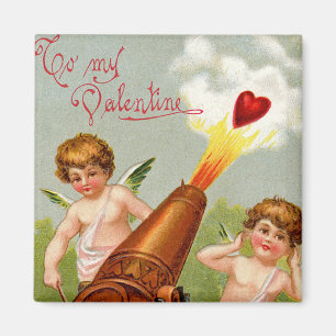 Antikes Valentinsgruß mit Herz-Kanone Magnet