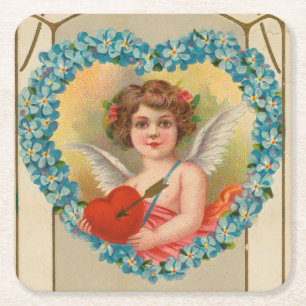 Antikes Valentinsgrußkarte, Stecher Litho Company, Rechteckiger Pappuntersetzer