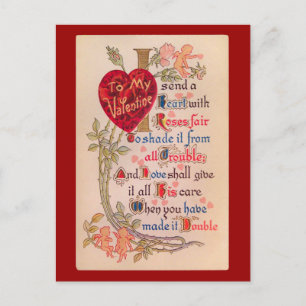 Antikes Valentinstag-Gedicht-Postkarte Feiertagspostkarte