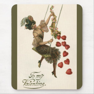 Antikes Valentinstag-Motiv, viktorianische Dame au Mousepad