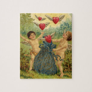 Antikes Valentinstag, viktorianische Cherubs Herze