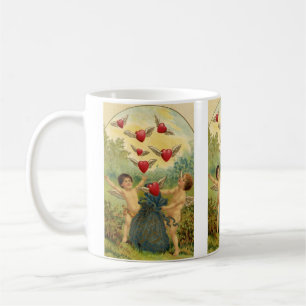 Antikes Valentinstag, viktorianische Cherubs Herze Kaffeetasse