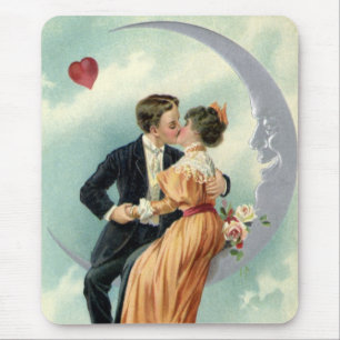 Antikes Valentinstag-Viktorianisches Küssen auf de Mousepad