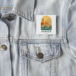Antikes Venedig Italien Knopf – Retro Gondel Reise Button