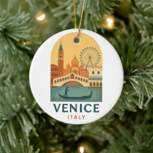 Antikes Venedig Italien Reise Gondel und Stadt Ret Keramik Ornament