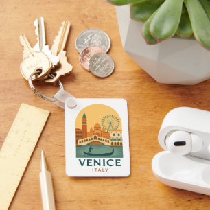 Antikes Venedig Italien Reise Gondel und Stadt Ret Schlüsselanhänger