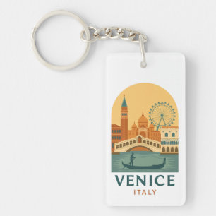 Antikes Venedig Italien Reise Retro Gondel und Sta Schlüsselanhänger