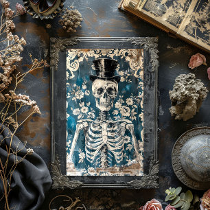 Antikes viktorianisches Gothic-Skelett-Schädel-Dec Seidenpapier