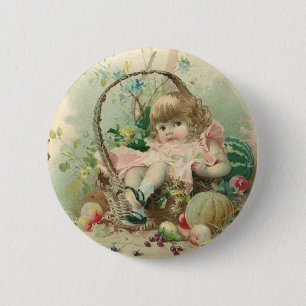 Antikes viktorianisches Kind, Mädchen Frühlings-Ob Button