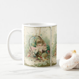 Antikes viktorianisches Kind, Mädchen Frühlings-Ob Kaffeetasse