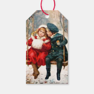 Antikes viktorianisches Kinder auf Schaukel-Gesche Geschenkanhänger