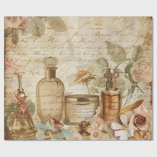 Antikes viktorianisches Parfüm-Decoupage Geschenkpapier