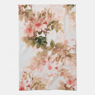 Antikes viktorianisches rosa Blumen Chic Muster Geschirrtuch