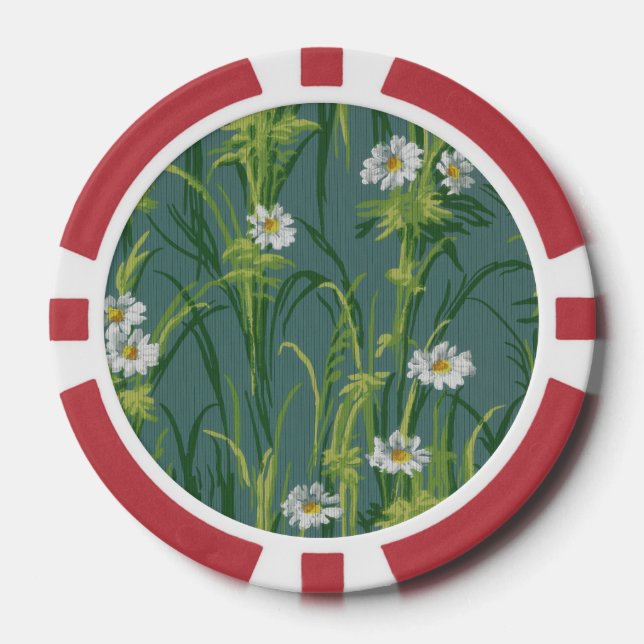 Antikes Viktorianisches Vintages Blume Muster Pokerchips (Vorderseite)
