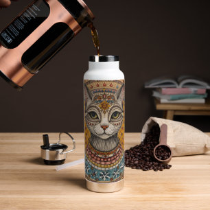 Antikes, vintage Katzen- und Motivmuster Trinkflasche