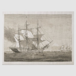 Antikes Vintages altes Segelboot Beige Seidenpapier