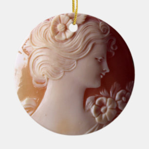 Antikes Vintages Cameo Keramik Ornament