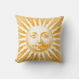 Antikes Vintages goldgelbes Sonnengesicht Kissen