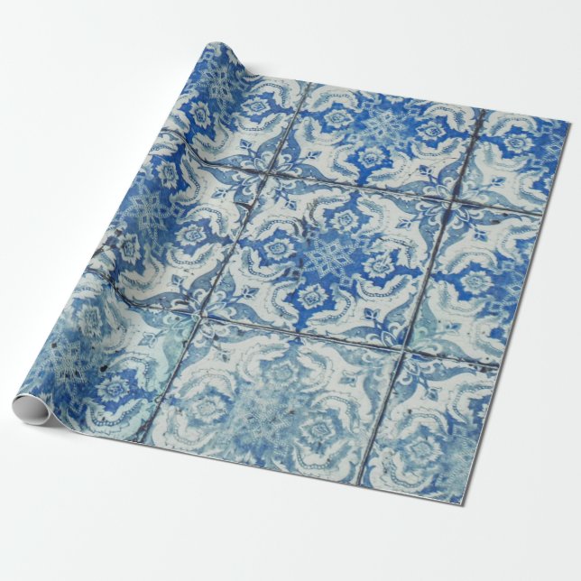 Antikes Vintages portugiesisches Fliesenmuster - A Geschenkpapier (Ungerollt)