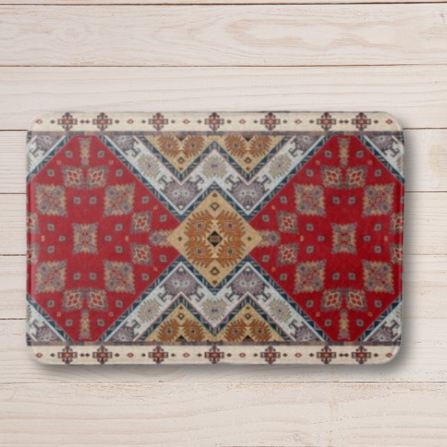 Antikes Vintages Rotes Beige Kilim Türkisch Badematte (Von Creator hochgeladen)