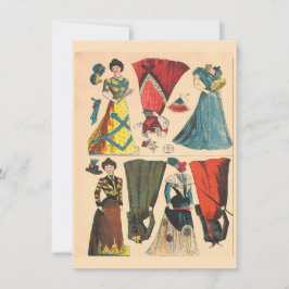 Antikes Vintages Viktorianisches Papierpuppenkleid Einladung