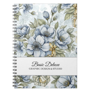 Antikes Wasserfarben-Blumen-Spiral-Foto-Notizbuch Notizblock