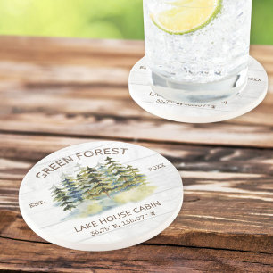 Antikes Wasserfarben-Cabinschild im Nebelgrün des  Getränkeuntersetzer