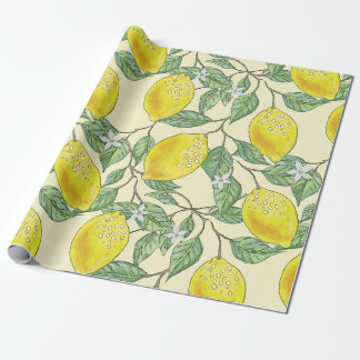 Antikes Wasserfarben-Zitronenmuster Geschenkpapier