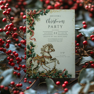 Antikes Weihnachts-Wipppferd für die Feiertage Einladung