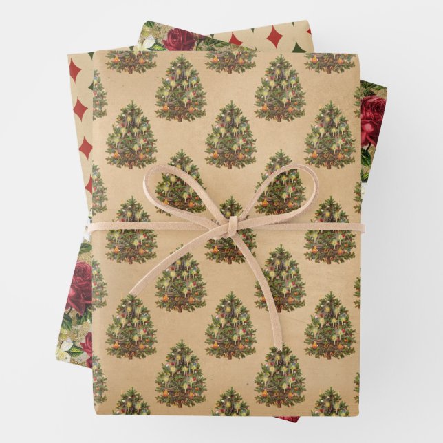 Antikes Weihnachtsmuster Geschenkpapier Set (Beispiel)